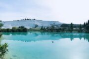 Hierapolis Ancient City, Cleopatra’s Antique Pool and White Travertine Terraces , Hot Springs ( White Travertines ) Cleopatra Swimming Pool , Pamukkale tour