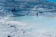 Hierapolis Ancient City, Cleopatra’s Antique Pool and White Travertine Terraces , Hot Springs ( White Travertines ) Cleopatra Swimming Pool , Pamukkale tour